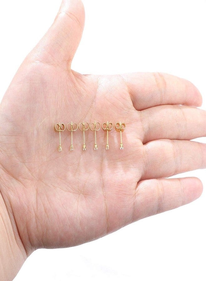 Gorgeouser 14K Gold Plating Tiny 2MM Cubic Zirconia Stud Earrings Minimal 20G Cartilage Piercing Ear Studs Smallest CZ Post Earrings for Women&Men… - Image 4