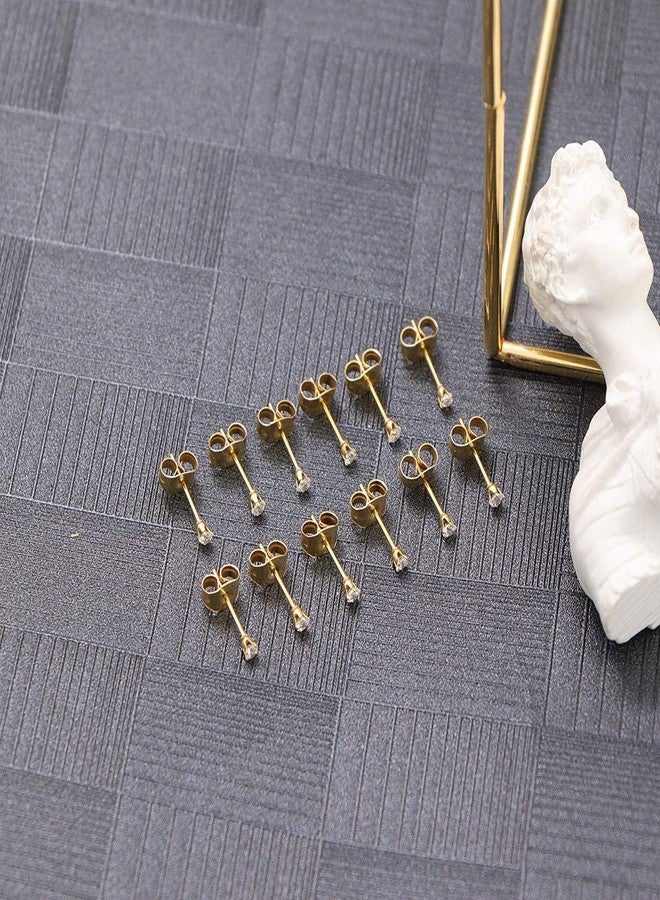 Gorgeouser 14K Gold Plating Tiny 2MM Cubic Zirconia Stud Earrings Minimal 20G Cartilage Piercing Ear Studs Smallest CZ Post Earrings for Women&Men… - Image 2