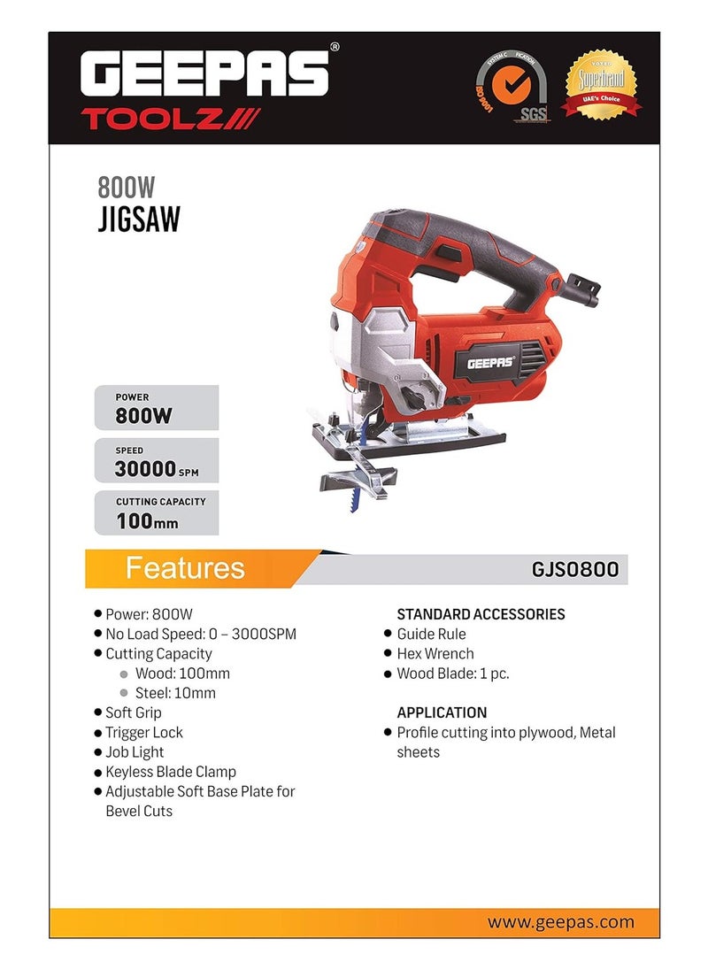 GEEPAS Geepas Jigsaw 800W, 100 mm, Gjs0800  - Image 2
