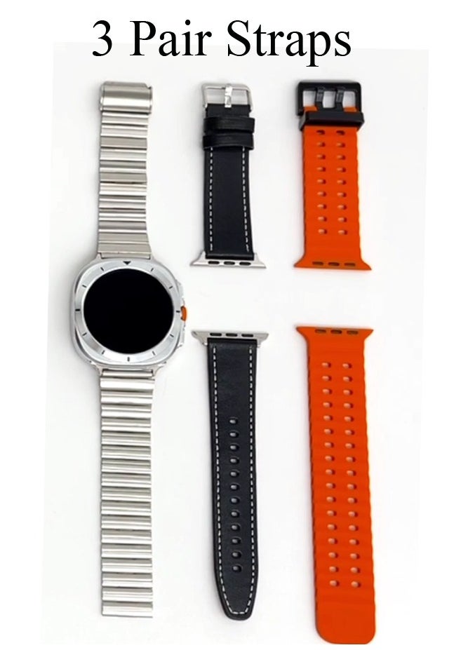 Haino Teko Germany RW59 Ultra Smart Watch With AMOLED Display and 3 Pair Straps For Gents Silver