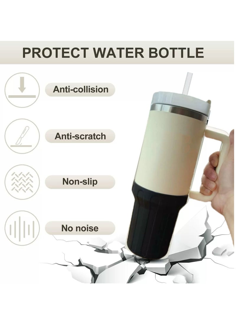 Stanley - 4PCS (Black) ,Stanley 40oz Silicone Accessories Set,Spill-Proof Stopper(1Pcs), Straw Lids Straw Topper(1Pcs), Silicone Boot(1Pcs),Water Bottle Higher Bumper Protection Cover(1Pcs) - Image 1