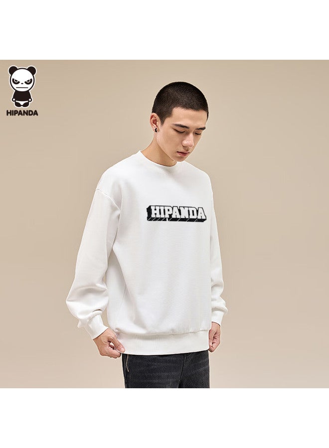 Hipanda Men's Sweatshirt, Autumn Simple 3d Brand Customized Pattern, Round Neck Casual Versatile Top, White, 3XL - Image 4