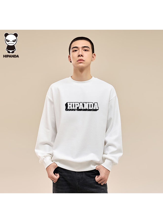 Hipanda Men's Sweatshirt, Autumn Simple 3d Brand Customized Pattern, Round Neck Casual Versatile Top, White, 3XL - Image 5