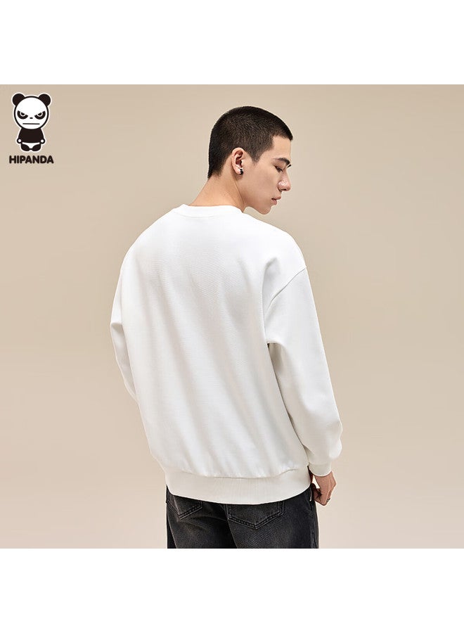 Hipanda Men's Sweatshirt, Autumn Simple 3d Brand Customized Pattern, Round Neck Casual Versatile Top, White, 3XL - Image 2