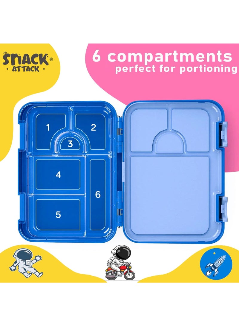Snack attack صندوق غداء ديناصور سناك أتاك للأطفال - 4 أو 6 أقسام قابلة للتحويل - فولاذ مقاوم للصدأ مع ختم سيليكون - خالي من BPA - تصميم ديناصور ممتع - صندوق غداء مدرسي للأولاد والبنات - Image 3
