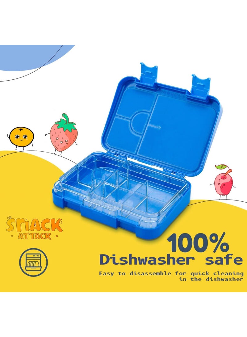 Snack attack صندوق غداء ديناصور سناك أتاك للأطفال - 4 أو 6 أقسام قابلة للتحويل - فولاذ مقاوم للصدأ مع ختم سيليكون - خالي من BPA - تصميم ديناصور ممتع - صندوق غداء مدرسي للأولاد والبنات - Image 4