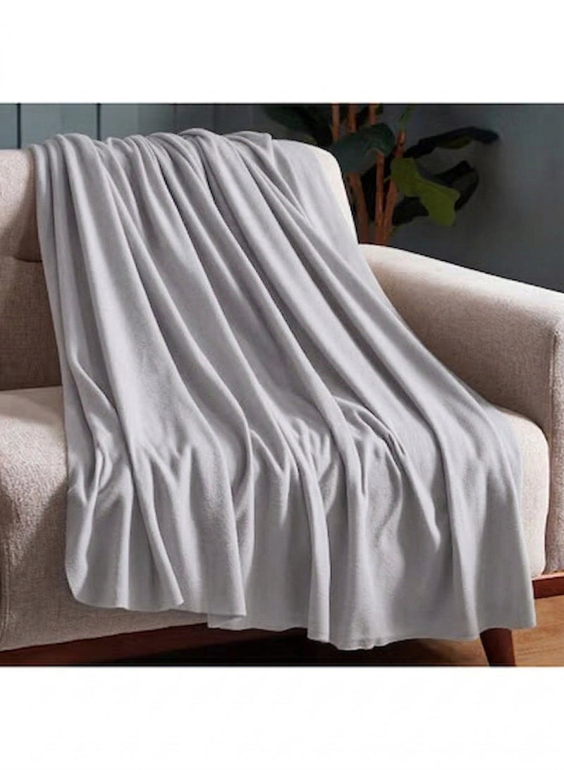 Home Box Atlanta Solid RecycledPolar Fleece Twin Blanket 150x200cm - Grey - Image 1