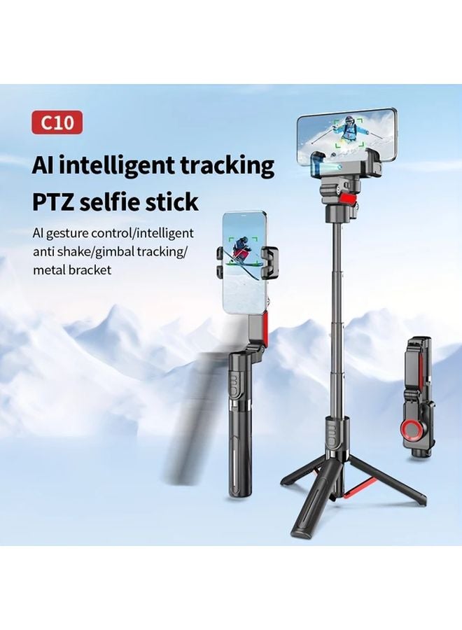 TC10 Black 3 In 1 Telescopic Aluminum Alloy Pole With Camera Tracking Gimbal And Remote Control - Image 3