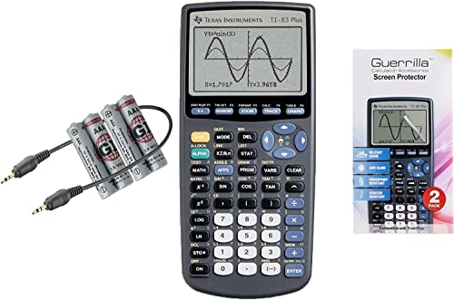 TEXAS INSTRUMENTS TI 83 Plus Graphing Calculator with Guerrilla Military Grade Screen Protector Set Certified Reconditioned New Model - Image 1