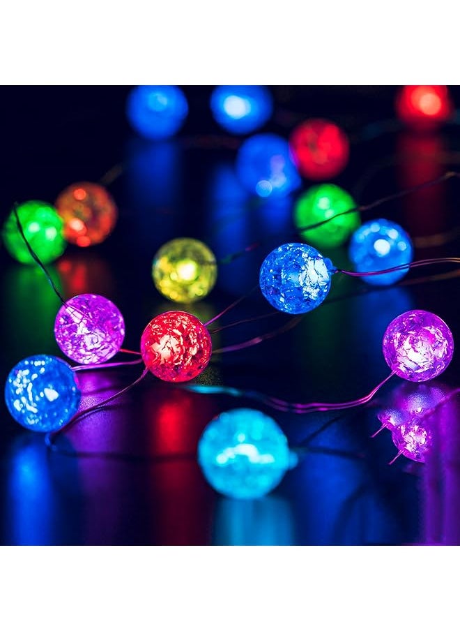 The Bros LED Globe String Lights, Crackle Ball Lights Holiday Waterproof Decorative Lights White USB Operated Fairy Lights Indoor Outdoor for Home, Parties, Weddings, Garden (Color USB 16FT 50LED)  - Image 1