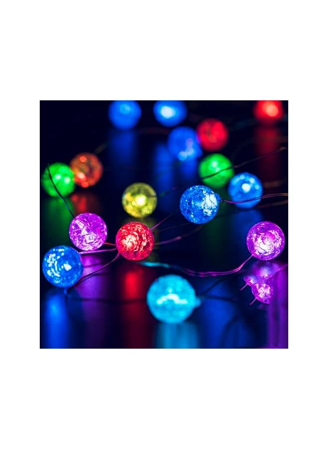The Bros LED Globe String Lights, Crackle Ball Lights Holiday Waterproof Decorative Lights White USB Operated Fairy Lights Indoor Outdoor for Home, Parties, Weddings, Garden (Color USB 16FT 50LED)  - Image 2
