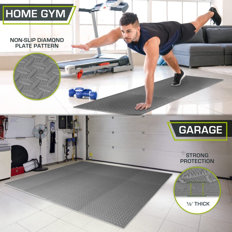 ProsourceFit Puzzle Exercise Mat Â½ in, EVA Interlocking Foam Floor Tiles for Home Gym, Mat for Home Workout Equipment, Floor Padding for Kids, Grey, 24 in x 24 in x Â½ in, 48 Sq Ft - 12 Tiles - Image 3