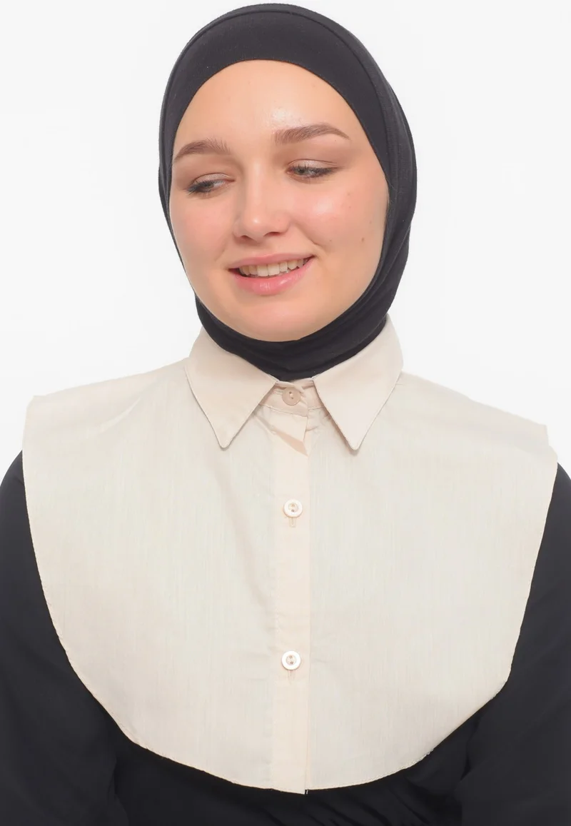Altobeh Women Plain Shirt Collar Ready-made Hijab Inner Neck Collar Savior Collar - Cream