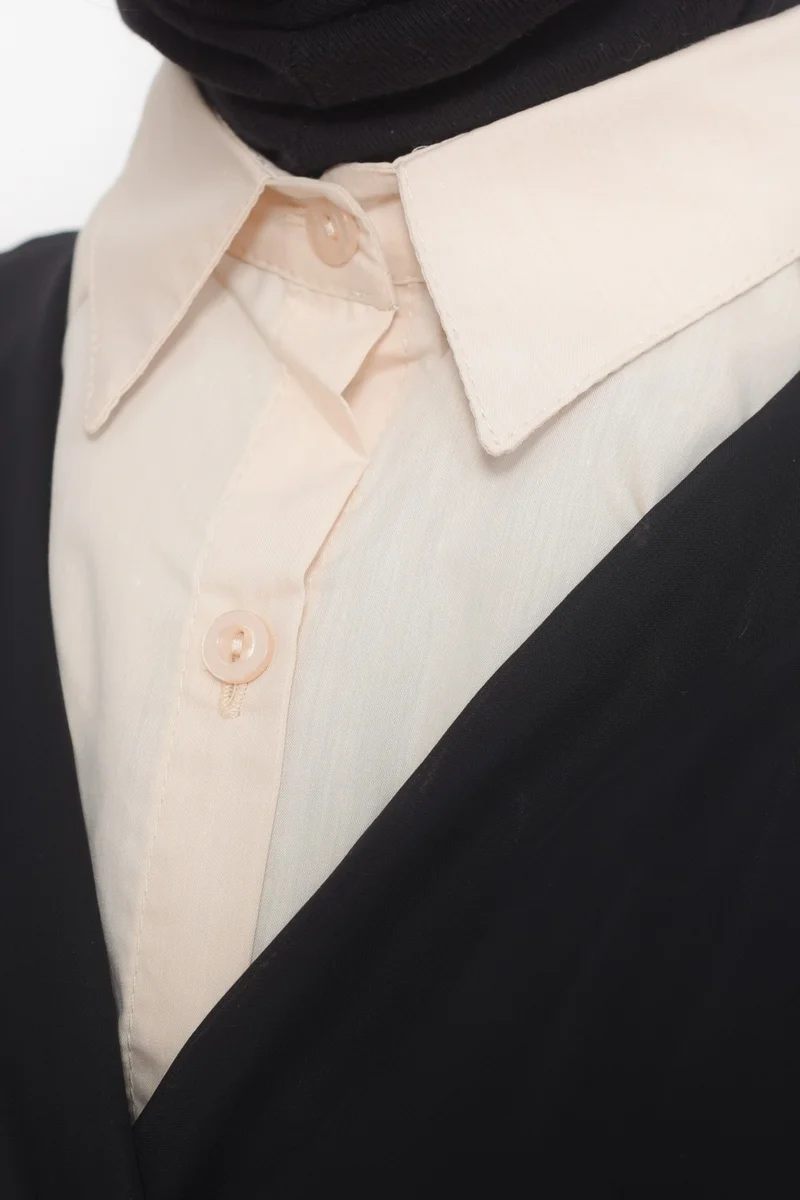 Altobeh Women Plain Shirt Collar Ready-made Hijab Inner Neck Collar Savior Collar - Cream