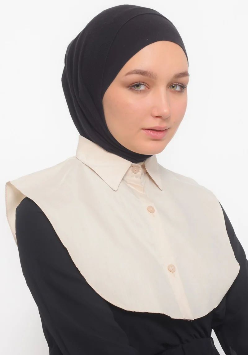 Altobeh Women Plain Shirt Collar Ready-made Hijab Inner Neck Collar Savior Collar - Cream