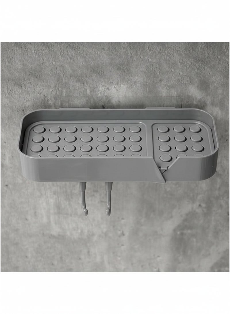 هابي هوم منظم حمام بدون حفر مع لاصق قوي و2 خطافات – رف دش متعدد الاستخدامات لتخزين الشامبو، الصابون، شفرة الحلاقة وفرشاة الأسنان، يتحمل وزن حتى 5 أرطال، يثبت على الحائط بسهولة، سهل التركيب، يحافظ على ترتيب الحمام ويوفر مساحة إضافية لجميع مستلزمات الاستحمام 10x22 سم - Image 4