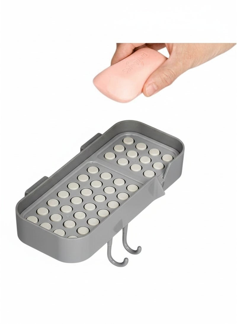 هابي هوم منظم حمام بدون حفر مع لاصق قوي و2 خطافات – رف دش متعدد الاستخدامات لتخزين الشامبو، الصابون، شفرة الحلاقة وفرشاة الأسنان، يتحمل وزن حتى 5 أرطال، يثبت على الحائط بسهولة، سهل التركيب، يحافظ على ترتيب الحمام ويوفر مساحة إضافية لجميع مستلزمات الاستحمام 10x22 سم - Image 2