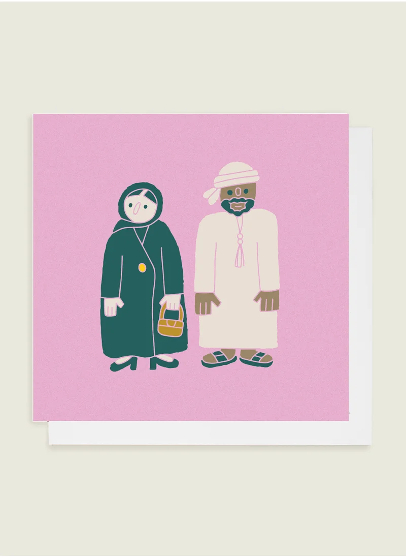 Little Majlis Greeting card, Emirati man & lady