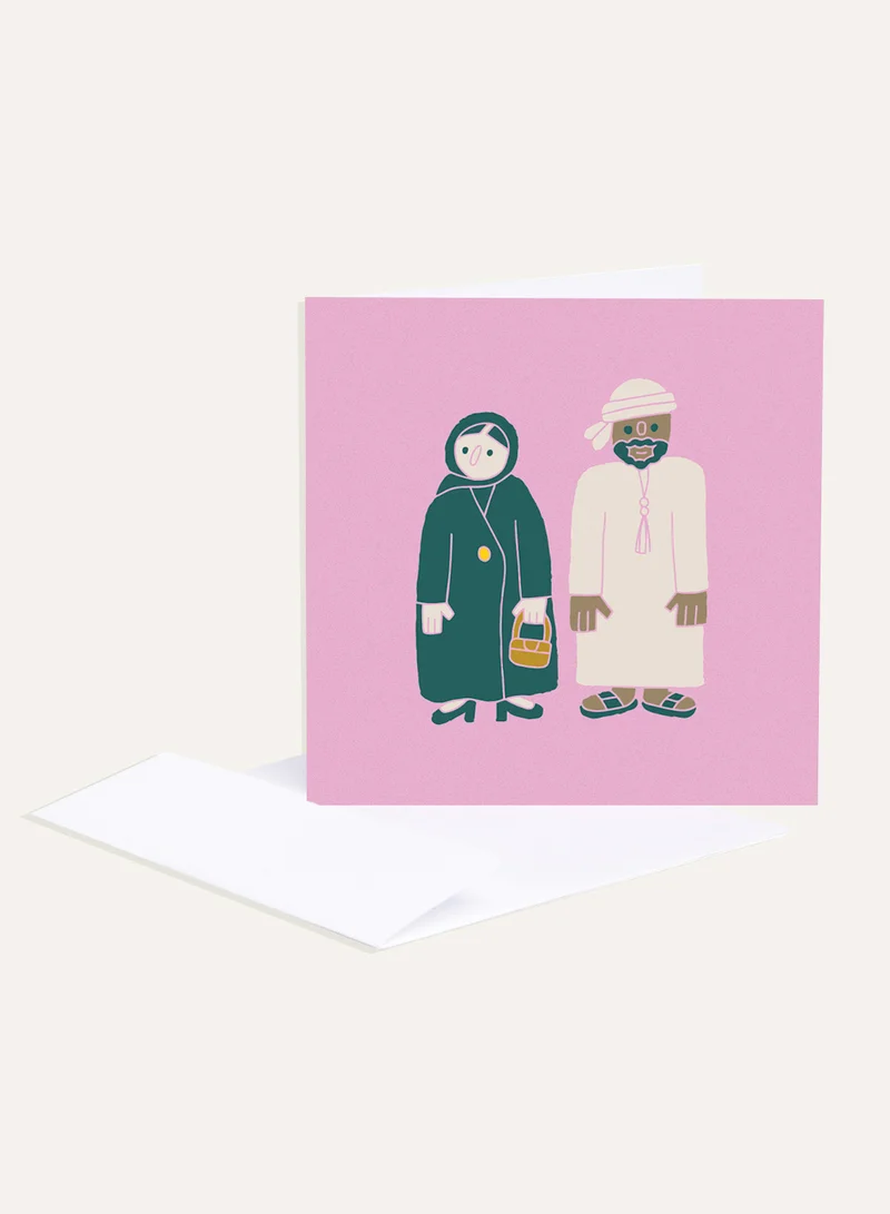 Little Majlis Greeting card, Emirati man & lady