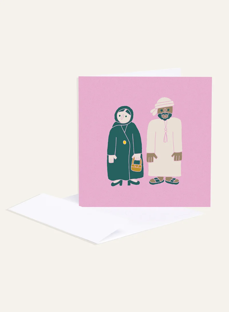 Little Majlis Greeting card, Emirati man & lady