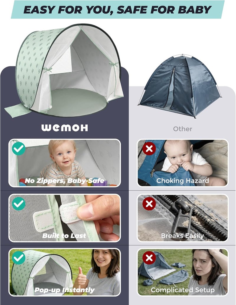 WEMOH Baby Beach Tent - 2026 Upgrade Pop Up UPF 50+ UV Protection Sun Shelter with Mosquito Net - Image 5