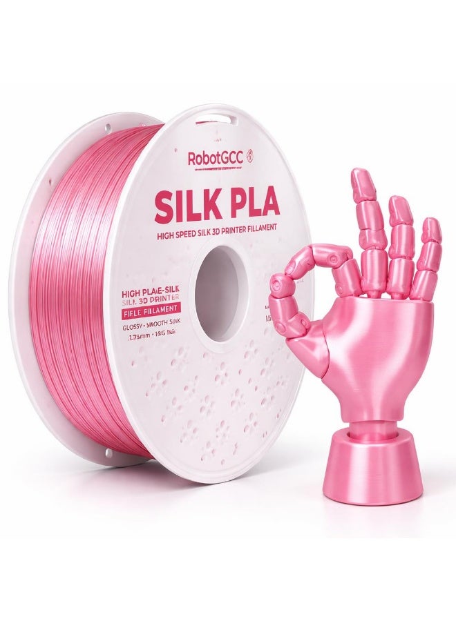 RobotGCC PLA Silk Pink 3D Printer Filament, 1.75mm 1KG, Cheerful Pink Glossy Silk Finish, Low-Warping FDM PLA for Gifts, Flowers and Accessories - Image 1