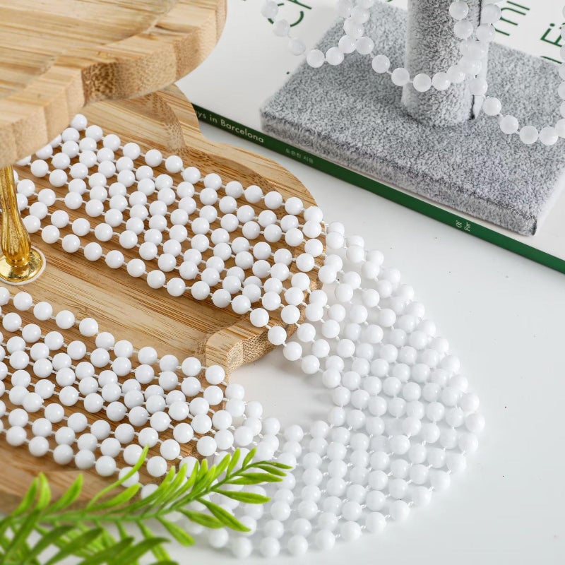 EOBOH 50PCS Bead Necklace, White Mardi Gras Bead Necklace Stuff Party Favors, 33" Mardi Gras Beads Necklaces, Festival Parade Throw Accessories for Wedding Birthday Celebrations Decorations - Image 3