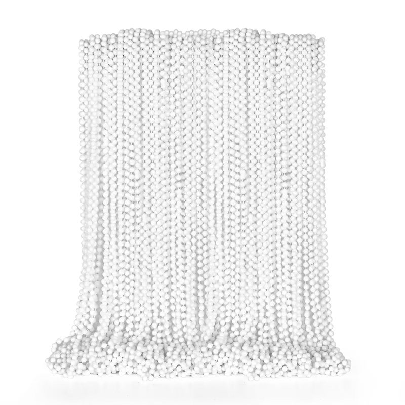 EOBOH 50PCS Bead Necklace, White Mardi Gras Bead Necklace Stuff Party Favors, 33" Mardi Gras Beads Necklaces, Festival Parade Throw Accessories for Wedding Birthday Celebrations Decorations - Image 1