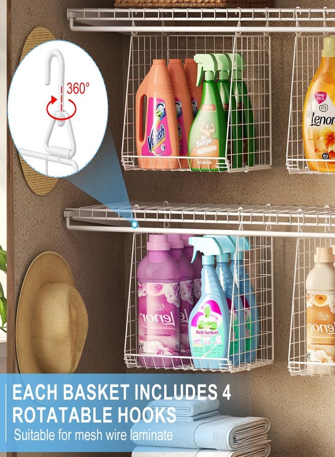 Sonyabecca 3-Pack Extra-Tall 13.6'' Hanging Laundry Basket Organizer, Foldable Wire Shelf with 360° Rotating Hooks & Reinforced Height - Durable Space-Saving Laundry Room & Closet Organizer, White Patent - Image 3