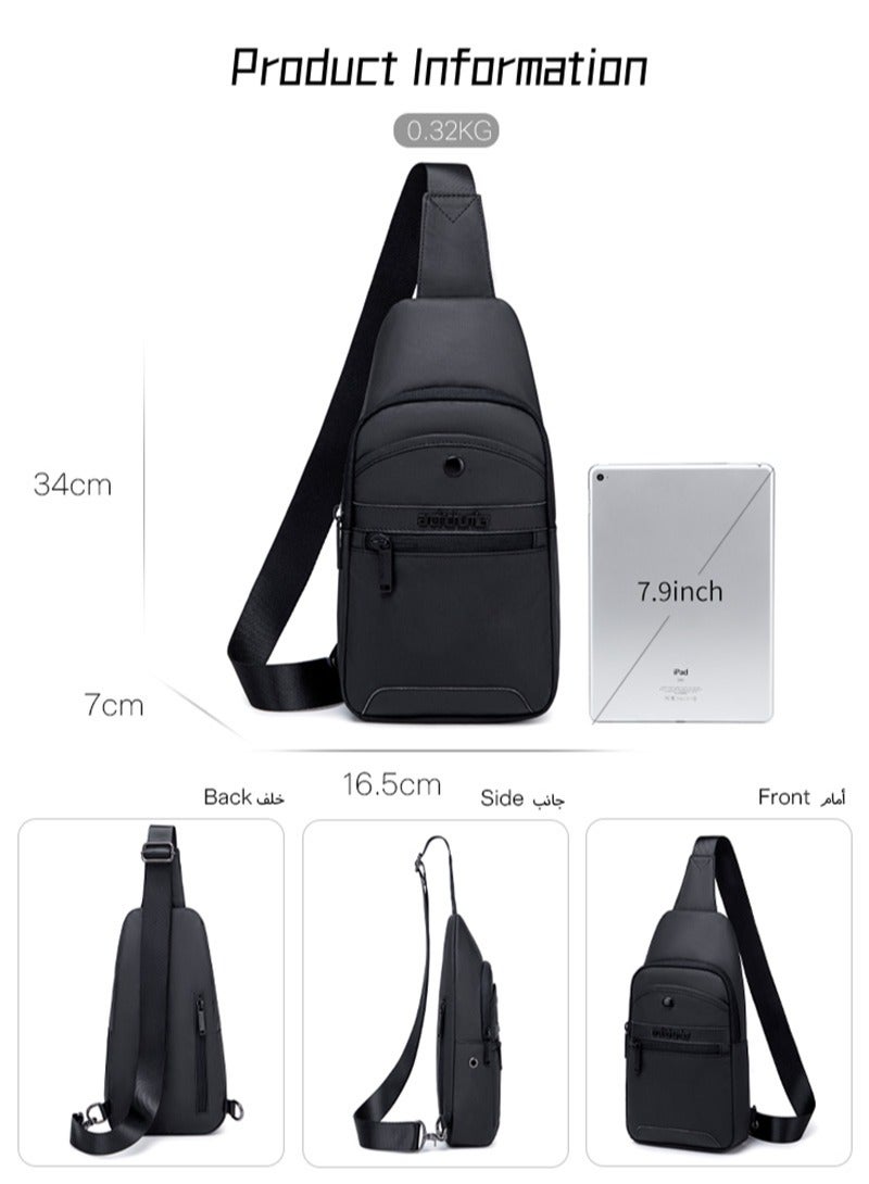 ARCTIC HUNTER Business Travel Sling Bag, Durable Sport Chest Bag for Men, Black  - Image 3