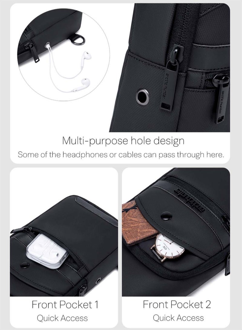 ARCTIC HUNTER Business Travel Sling Bag, Durable Sport Chest Bag for Men, Black  - Image 5