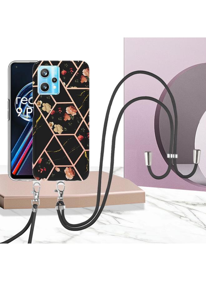 S-TOP Case For OPPO Realme 9 Pro+ 5G Splicing Marble Flower Pattern TPU Phone Case with Lanyard - Image 2