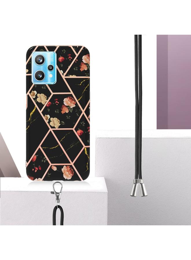 S-TOP Case For OPPO Realme 9 Pro+ 5G Splicing Marble Flower Pattern TPU Phone Case with Lanyard - Image 3