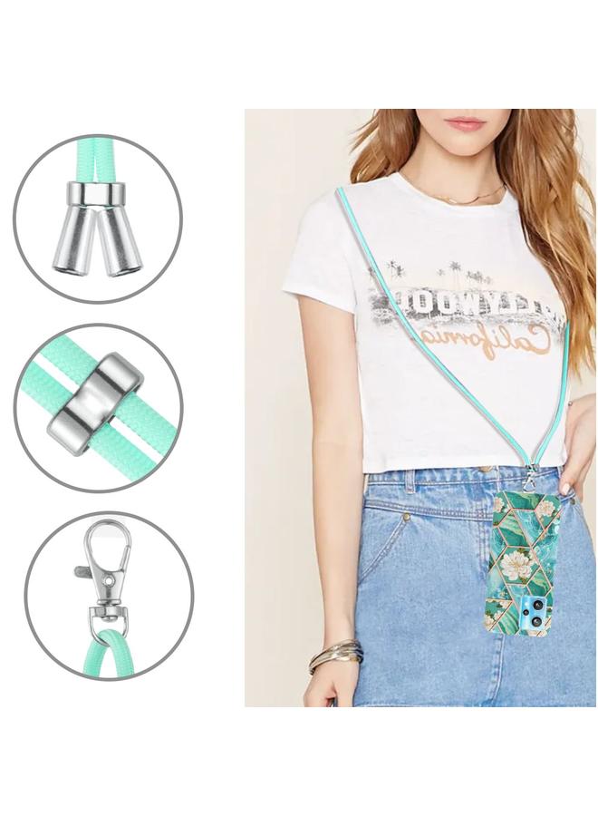 S-TOP Case For OPPO Realme 9 Pro+ 5G Splicing Marble Flower Pattern TPU Phone Case with Lanyard - Image 5