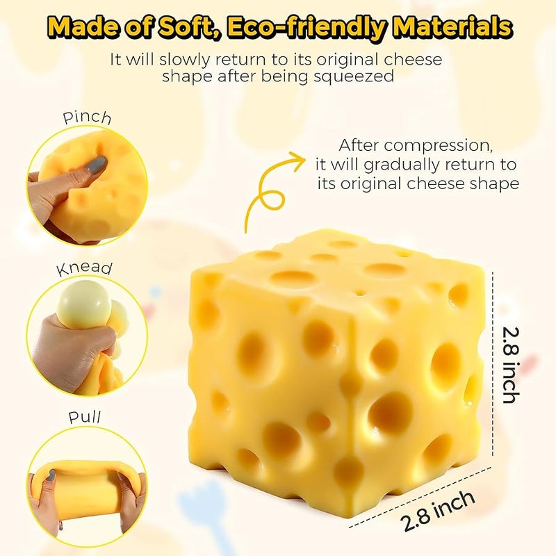 QITAI Cheese Squishy (7cm),Cheese Block Squeeze Toy,Squishies Stress Relief Fidget Toy,Stocking Stuffer Novelty Gifts for Birthday (2.8 inch) - Image 2