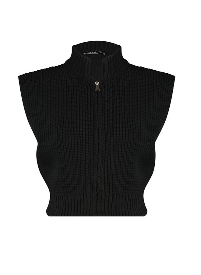 trendyol - Black Crop Zipper Basic Knitwear Sweater TWOAW23HI0015 - Image 1