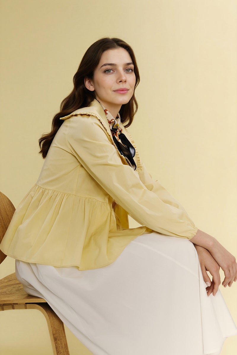 DeFacto Yellow Woman Regular Fit Poplin Long Sleeve Tunic Casual - Image 2