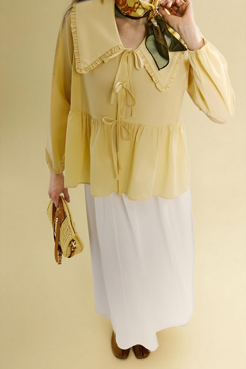 DeFacto Yellow Woman Regular Fit Poplin Long Sleeve Tunic Casual - Image 3
