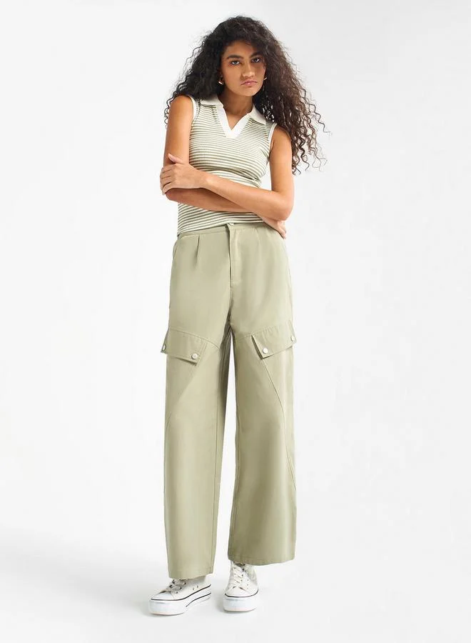 Splash FAV Striped Sleeveless Top with Collar