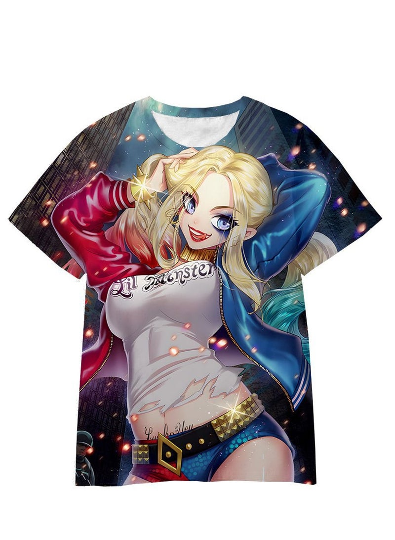 Cartoon Harley Quinn 3D digital printing personalized breathable children's T-shirt for adults and children - Image 1
