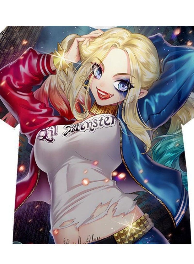 Cartoon Harley Quinn 3D digital printing personalized breathable children's T-shirt for adults and children - Image 3