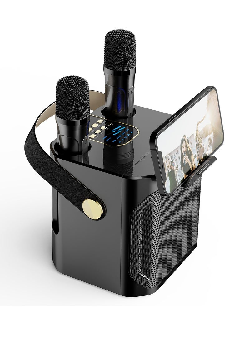 KOLEER S882 Bluetooth Karaoke System, Portable Karaoke Machine With Two Wireless Karaoke Microphones, Lightweight And Durable Speaker For Home Party, Meeting, (1pc, Black) 