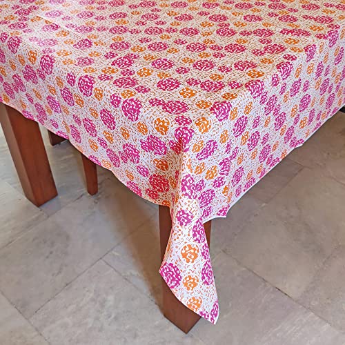 zebaya Home Pure Cotton Printed Dining | Patio | Picnic | Hotel Buffet | Table Top Cloth (4 Seater, 60x60 inches) (Multicolor (c) - Image 1