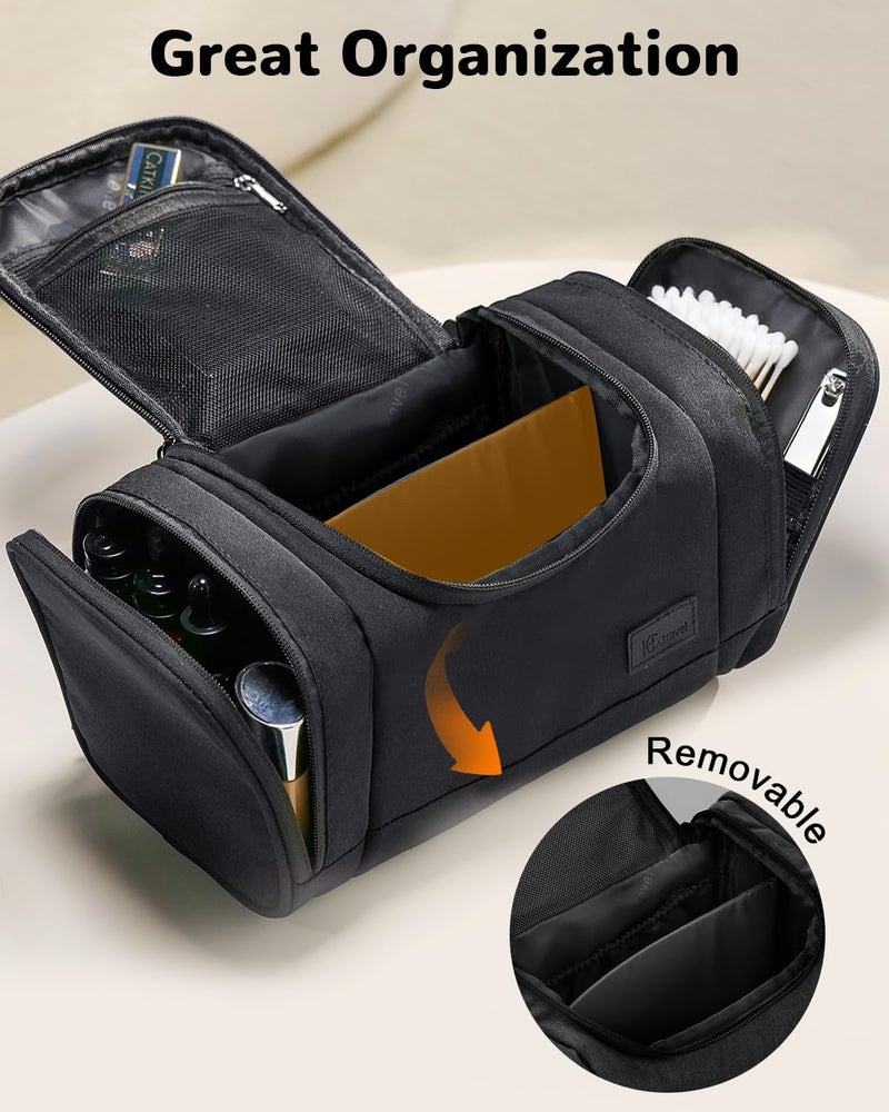 Outplea Compact Travel Toiletry Bag, Small Portable Wash Bag, Toiletries Organizer for Travel-Sized Accessories, Black, One Size, Practical - Image 3