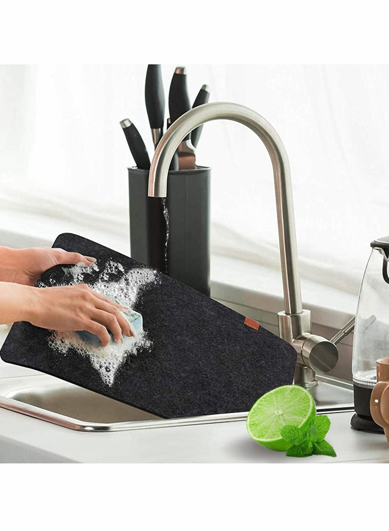 Excefore Felt Placemats Coasters Cutlery Set, Heat-Resistant Non-Slip Table Place Mats for Home and Restaurant Washable Table Mats Set with 6 Placemats, 6 Coasters, and 6 Cutlery Bags(Deep Grey) - Image 2