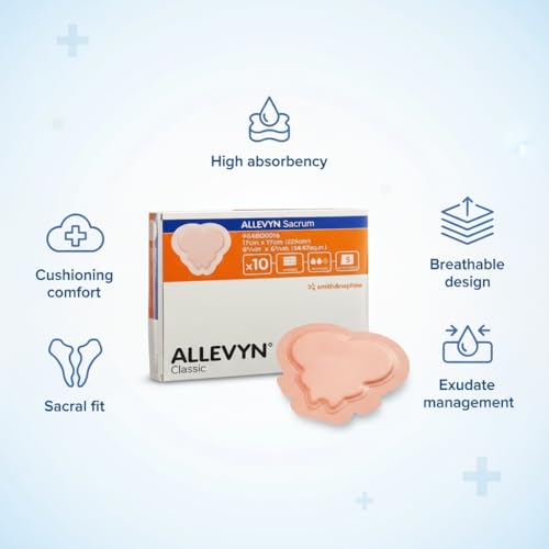 Exhale Allevyn Sacrum Classic 17cm x 17cm (Pack of 4), Advanced Hydrocellular Foam Dressing for Bed Sores, Wound Healing & Pressure Ulcer Protection - Image 2