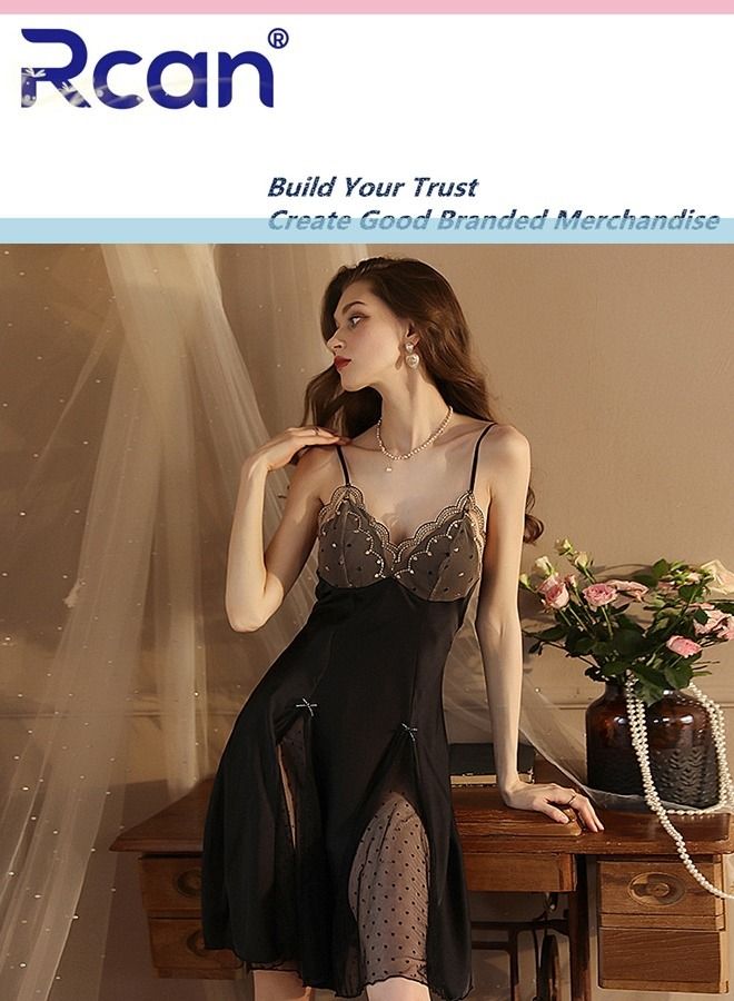 Rcan Lingerie For Woman V Neck French Silk Gauze Nightdress Babydoll Backless Slip Skirt Dress Sleepwear - Image 4