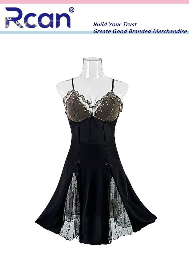 Rcan Lingerie For Woman V Neck French Silk Gauze Nightdress Babydoll Backless Slip Skirt Dress Sleepwear - Image 2