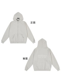 FOG ESSENTIALS Hoodie Autumn Winter Plush Zip Jacket Eggshell white