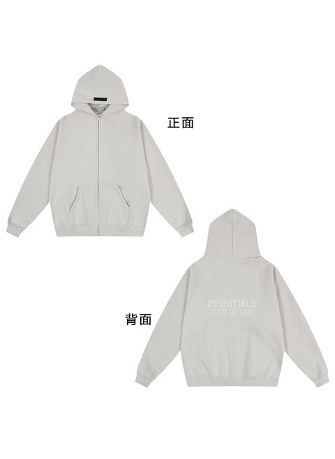 FOG ESSENTIALS Hoodie Autumn Winter Plush Zip Jacket Eggshell white